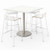 KFI Studios Pedestal Bistro Table With Four White Jive Series Barstools, Square, 36 X 36 X 41, Designer White, Ships In 4-6 Business Days