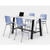 KFI Studios Midtown Bistro Dining Table With Four Periwinkle Kool Barstools, 36 X 72 X 41, Designer White