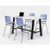 KFI Studios Midtown Bistro Dining Table With Four Periwinkle Kool Barstools, 36 X 72 X 41, Designer White