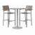KFI Studios Eveleen Outdoor Bistro Patio Table, 2 Mocha Powder-coated Polymer Barstools, Round, 30" Dia X 41h, Gray,ships In 4-6 Bus Days