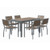 KFI Studios Eveleen Outdoor Patio Table With Six Mocha Powder-coated Polymer Chairs, 32 X 55 X 29, Mocha, Ships In 4-6 Business Days