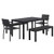 KFI Studios Eveleen Outdoor Patio Table W/ Two Black Powder-coated Polymer Chairs And Two Benches, 32 X 55, Gray, Ships In 4-6 Bus Days