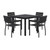 KFI Studios Eveleen Outdoor Patio Table With Four Black Powder-coated Polymer Chairs, Square, 35", Black, Ships In 4-6 Business Days