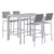 KFI Studios Eveleen Outdoor Bistro Patio Table With Four Gray Powder-coated Polymer Barstools, 32 X 55, Gray, Ships In 4-6 Business Days