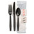 D & W Fine Pack Monarch Ebony Forks Knives And Spoons, 250 Each, 250 Per Box
