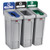 Slim Jim Recycling Station Kit, 69 Gal, 3-stream Landfill/mixed Recycling