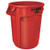 Round Brute Container, Plastic, 32 Gal, Red