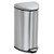 Step-on Waste Receptacle, Triangular, Stainless Steel, 7 Gal, Chrome/black