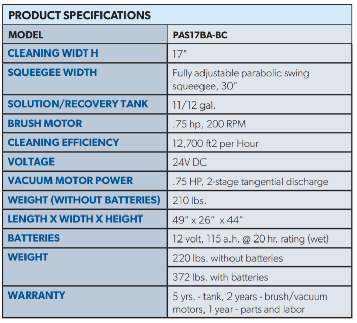 Powr-Flite PAS20BA-BC - Predator Battery Powered Scrubber 20