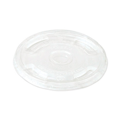 World Centric 9Q-24 oz. PLA Plastic Compostable Cold Cup Flat Lid With  Straw Slot - 1000/Case