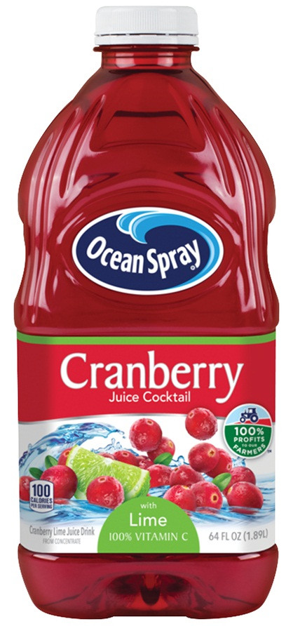 Ocean Spray Cranberry Cocktail Juice With Lime, 64 Fluid Ounces, 8 Per Case