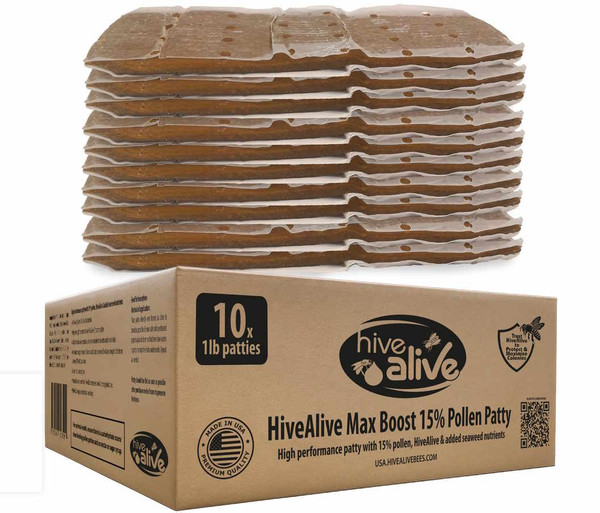 Hive Alive-High Performance Pollen Patty - 15% Pollen - Box of 10