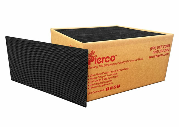 Pierco Deep Waxed Plastic Foundation - DOUBLE WAX - Case of 100