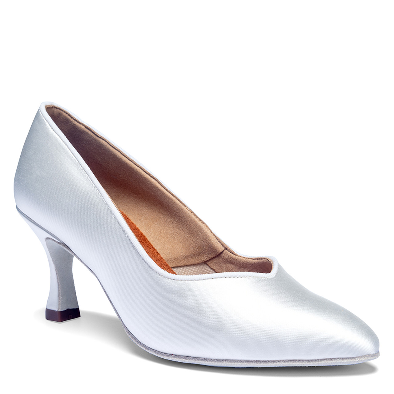 white satin court shoes