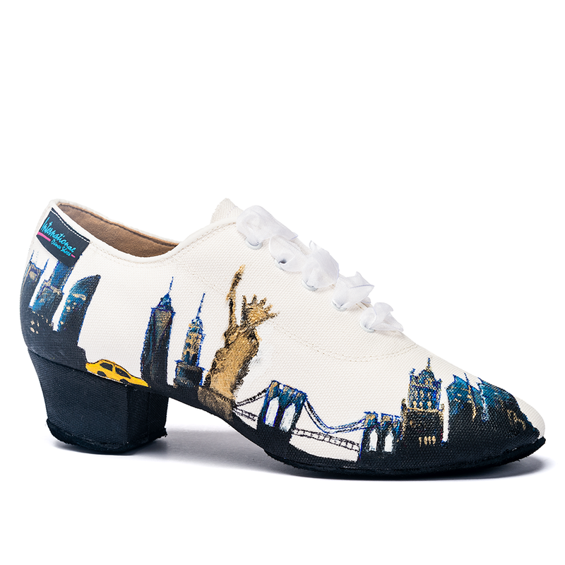 International Dance Shoes | Ladies Practice & Teaching Dance Shoes Online,  UK | Heather - New York - Hand-Painted by Maria Roberts