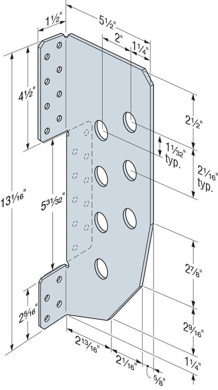 HCJTZ Heavy Concealed Joist Tie w/ Pins