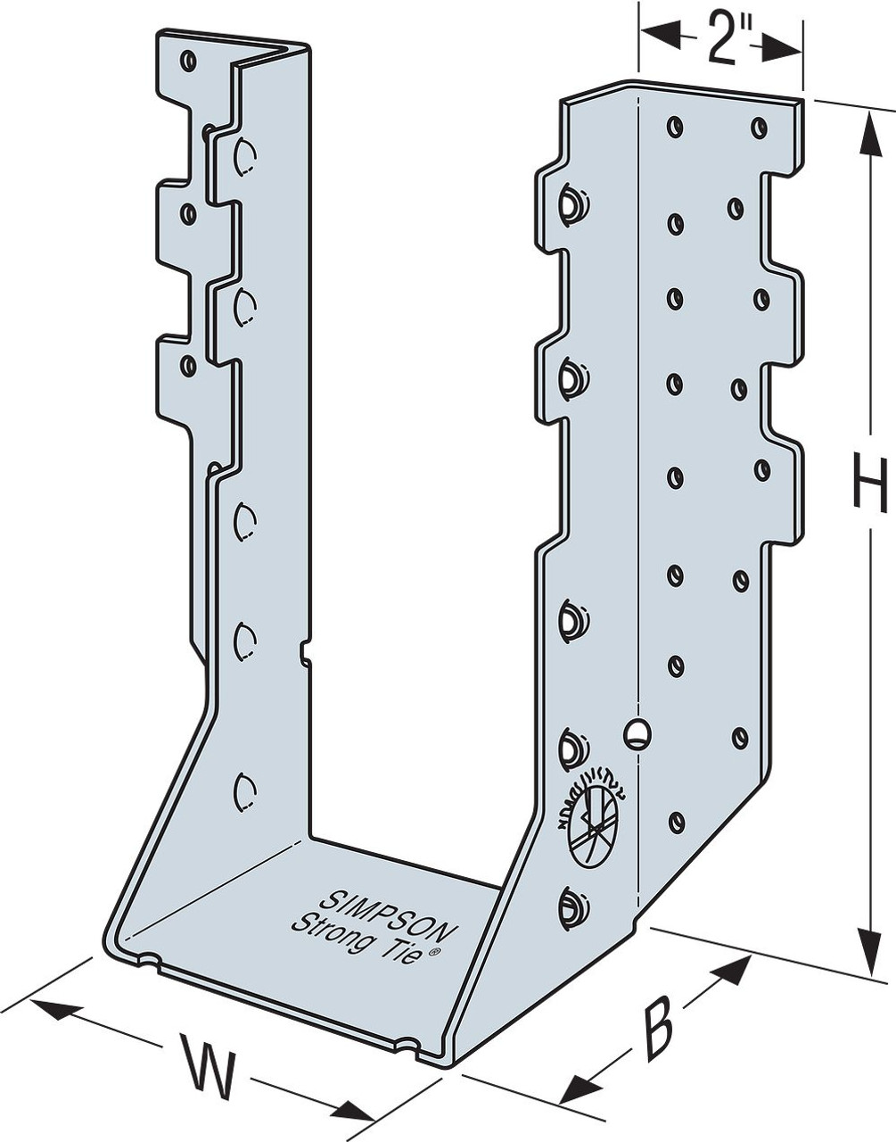 HHUS28-2 Extra-Heavy U-Shaped Hanger with Double-Shear Nailing