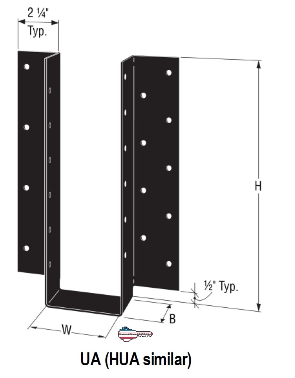 HUA22.5 Architectural Heavy Duty Hanger Painted (Choose Width