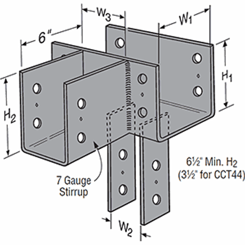 CCT46x Column Cap (W1=3.625 W2=5.5 W3=5.5 H1&2=6.5) Ostock