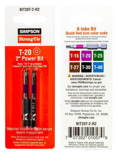 BIT20T-2-R2 Driver Power Bit (Pack of 2pcs)