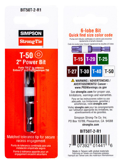 BIT50T-2-R1 Driver Power Bit (Pack of 1pc)