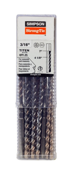 MDPL01807H-R25 SDS-plus Hex Drill Bit - 2-Cutter Head 3/16X7 (25/PAK)