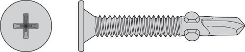 F10C144WDC Self-Drilling Wafer-Head Screw with Wings (Box of 100pcs)