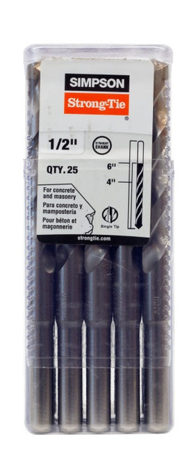 MDB05006-R25 Straight Shank Bit Bulk 1/2X6 (25/PAK)