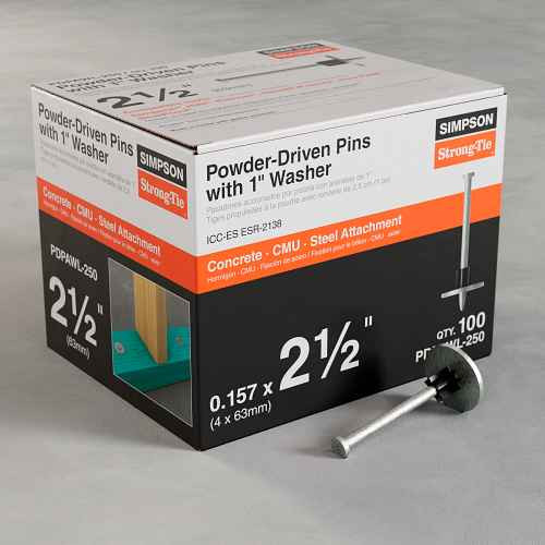 PDPAWL-250 Powder-Driven Pin with 1" Washer (Pack of 100pcs)