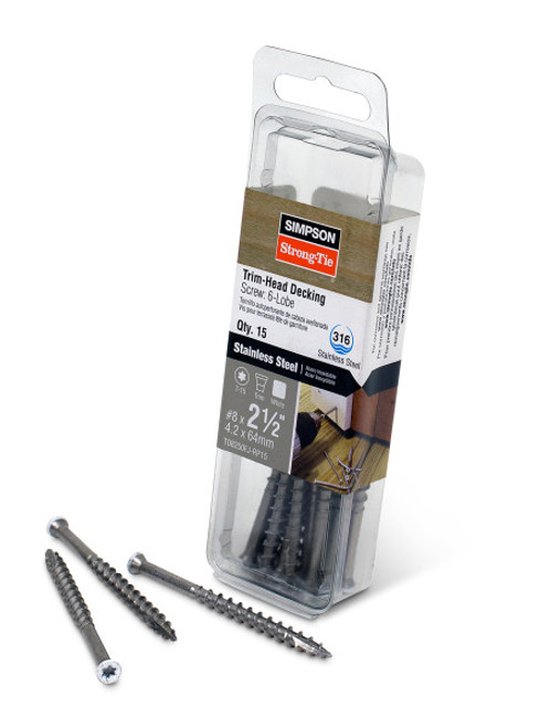 T08250FJ-RP15 Trim-Head Screw, 6-Lobe Drive (15pc Pack) White