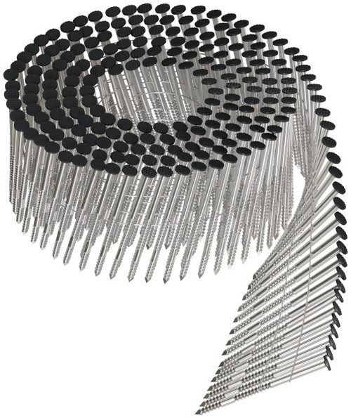 T13A250SNJB 15° Wire Coil, Full Round Head, Ring-Shank Siding Nail (1800pc Carton) Black