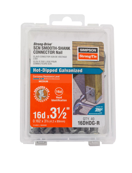16DHDG-R SMOOTH-SHANK CONNECTOR Nail (1lb - 40ct) 16d. x 3-1/2"