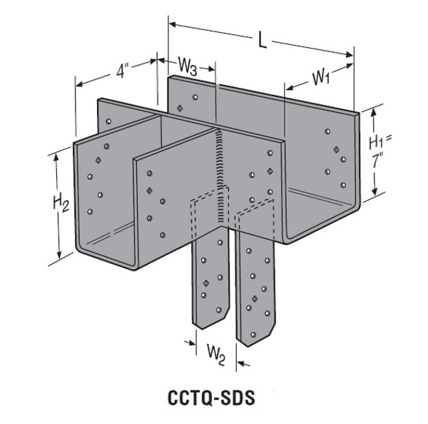 CCTQ7.1-7.1SDS Column Cap (W1,2&3=7.125 H1&2=7) Ostock