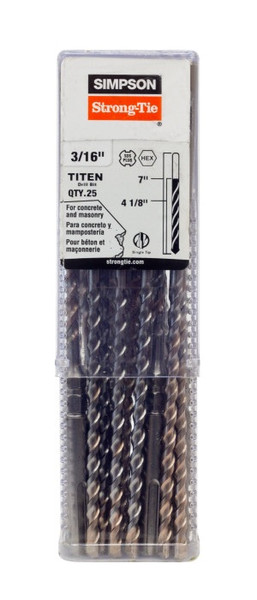 MDPL01807H-R25 SDS-plus Hex Drill Bit - 2-Cutter Head 3/16X7 (25/PAK)