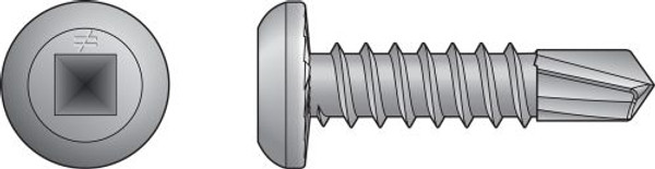 S10T125PDM Self-Drilling Flat-Pan-Head Screw, Square Drive (Carton of 1000pcs)