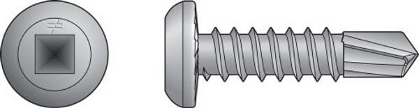 S10T150P25 Self-Drilling Flat-Pan-Head Screw, Square Drive (Box of 25pcs)