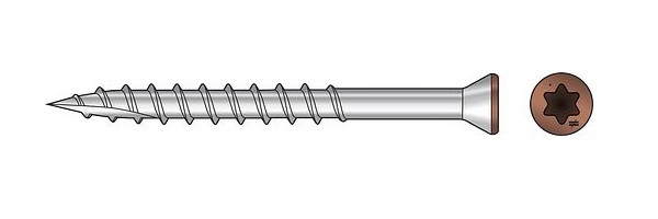 T07225FTBTN03 Trim-Head Screw, 6-Lobe Drive (Carton of 1750pc) Tan03