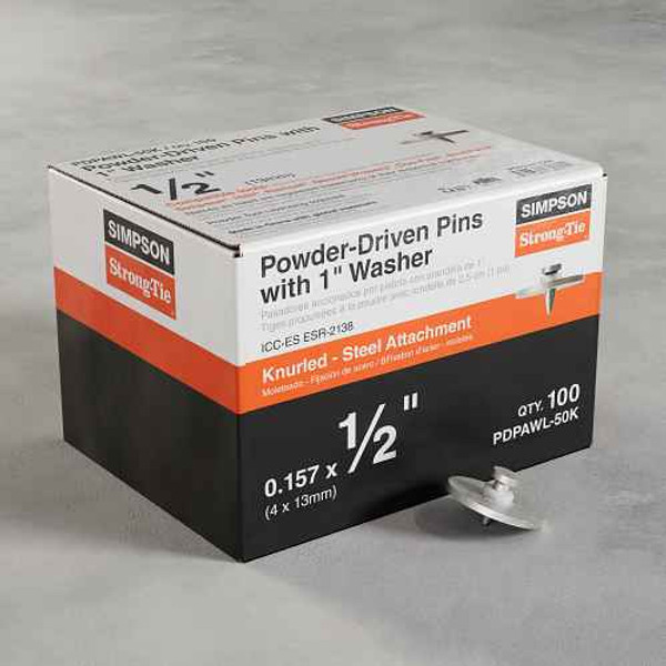 PDPAWL-50K Powder-Driven Pin Knurled with 1" Washer (Pack of 100pcs)