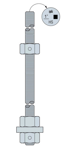 HS 1X36 ANCHOR BOLT, COMP NUT 6 1/2 IN
