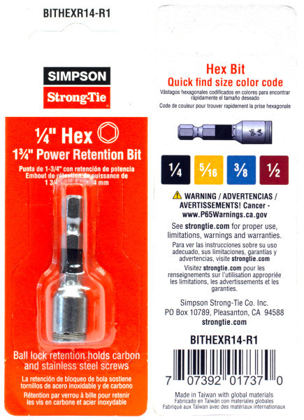 BITHEXR14-R1 Driver Power Bit (Pack of 1pc)