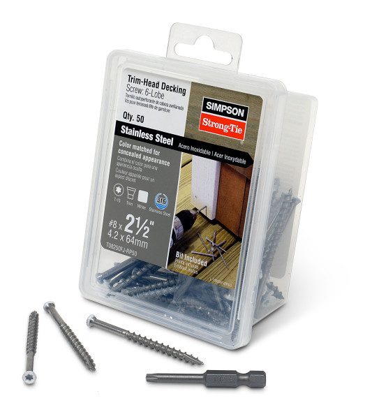 T08250FJ-RP50 Trim-Head Screw, 6-Lobe Drive (50pc Pack) White