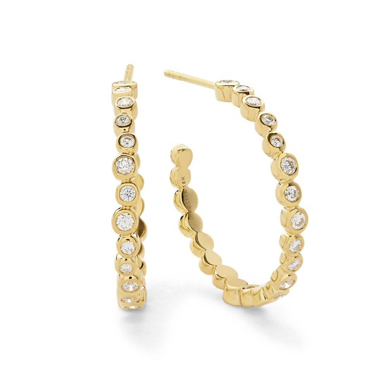 IPPOLITA 18K Gold Medium Hoop Earrings with Diamonds