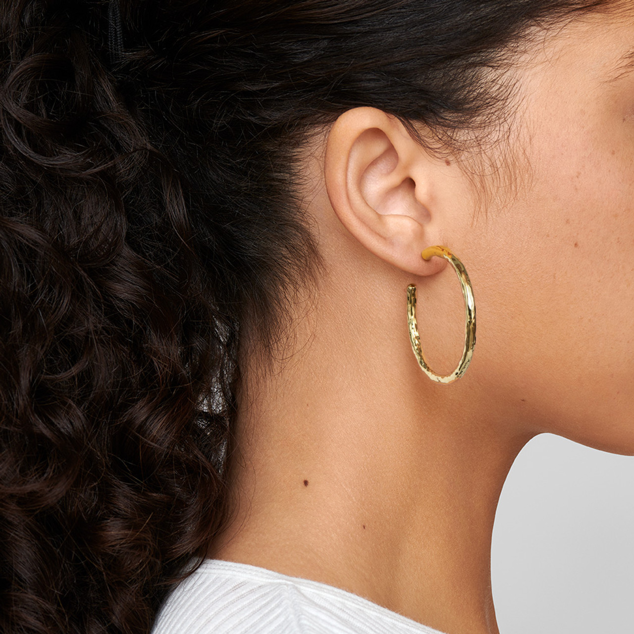 Medium Hammered Hoop Earrings in 18K Gold | IPPOLITA