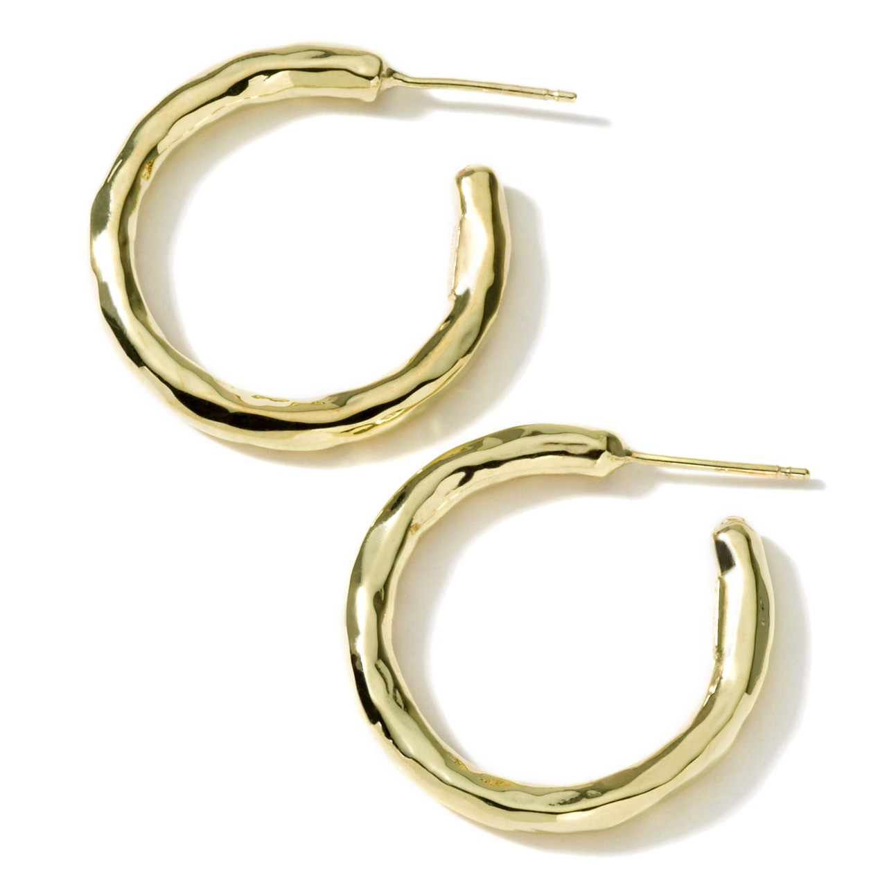 Ippolita Classico Thick Hammered Round Hoop Earrings in Sterling Silver
