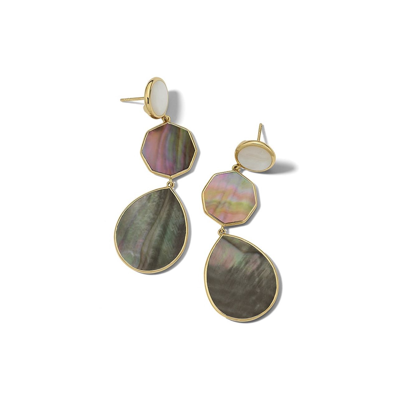 IPPOLITA Polished Rock Candy Crazy 8's 3-Stone Drop Earrings in 18K Gold