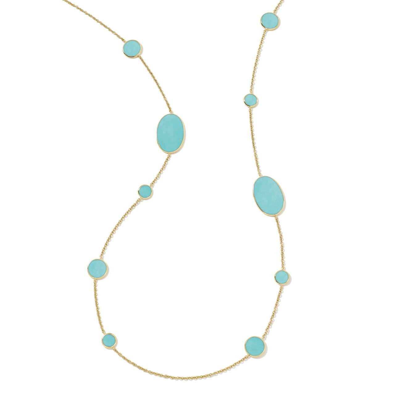 Estate Turquoise Station 14K Gold Double Rope Necklace