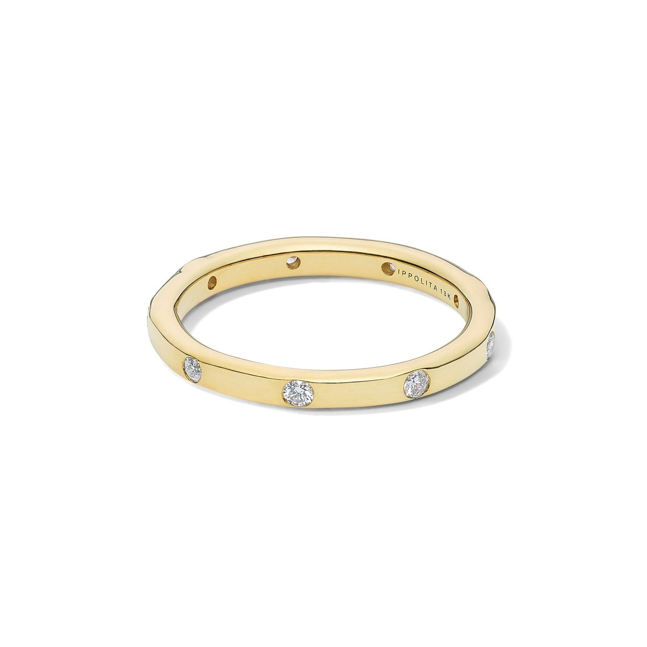 Thin Band Ring in 18K Gold with Diamonds GR608DIA