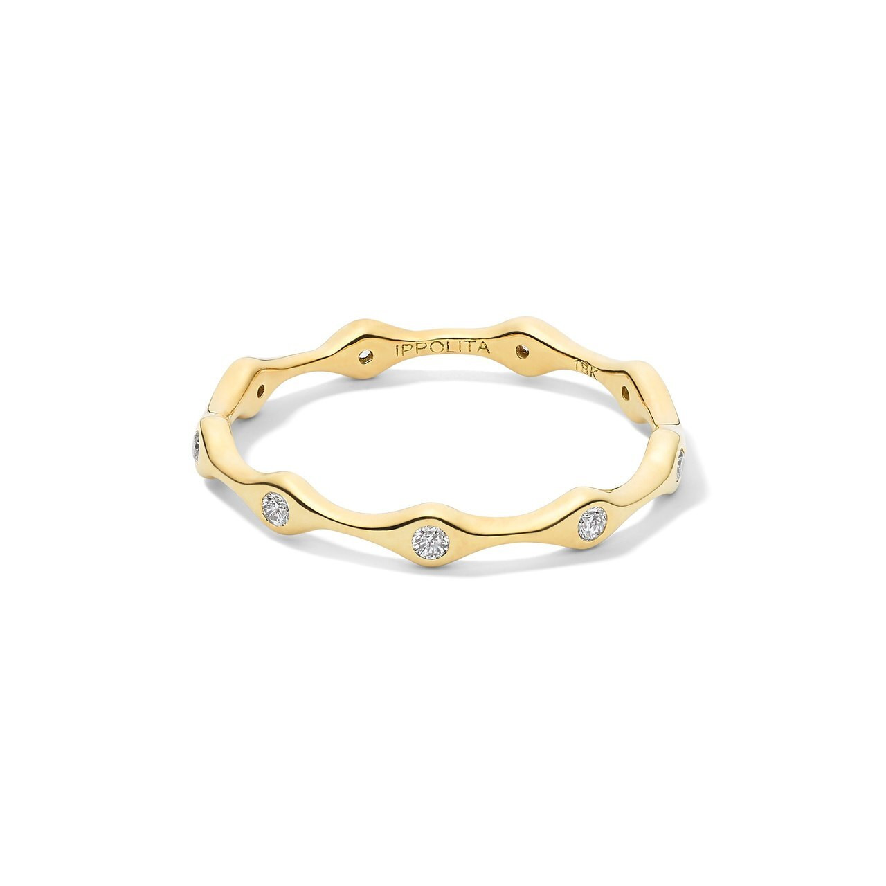 9 Station Skinny Band Ring in 18K Gold with Diamonds GR815DIA