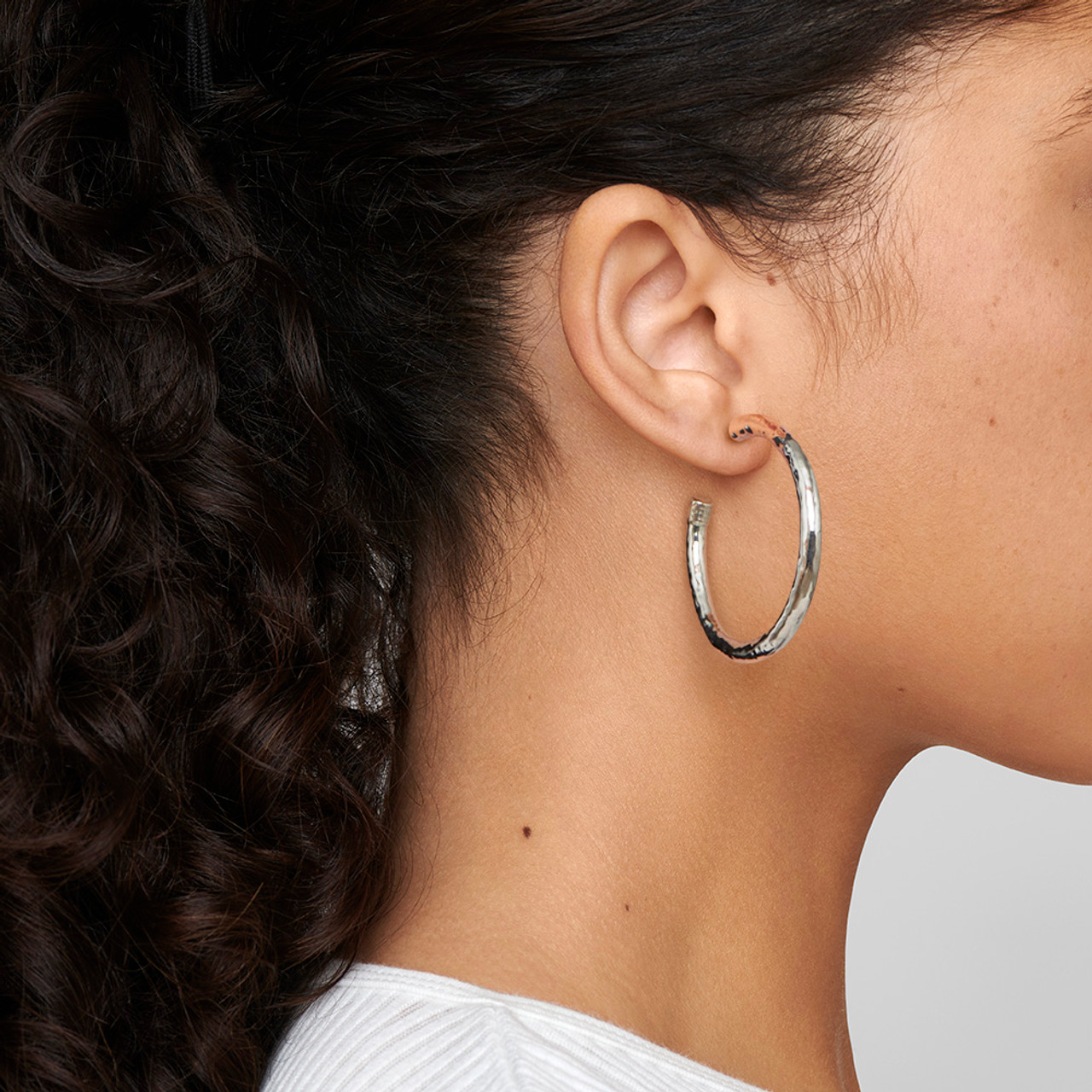 Thin Medium Hoop Earrings - A New Day™ Silver