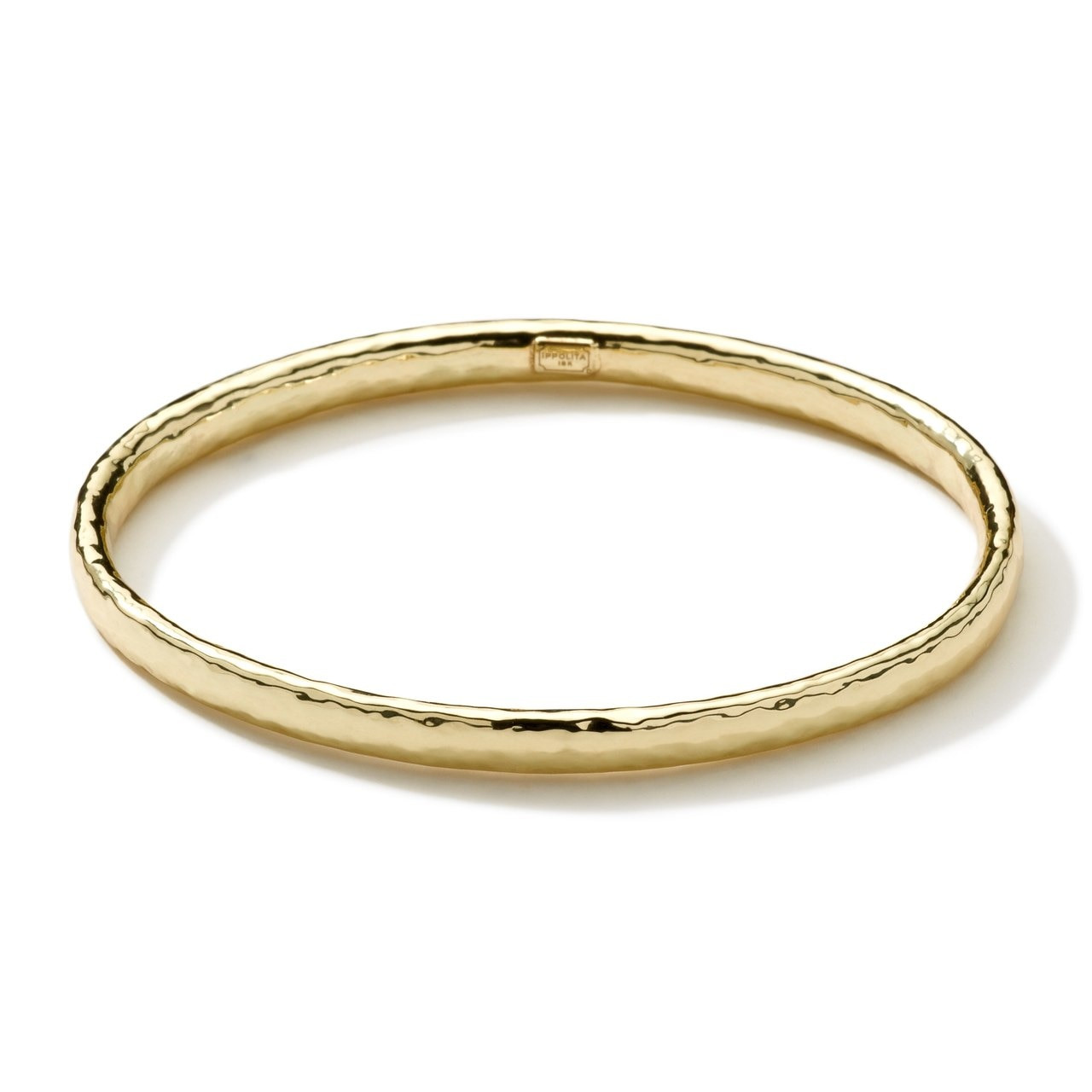 18K Gold Flat Hammered Bangle Bracelet GB584